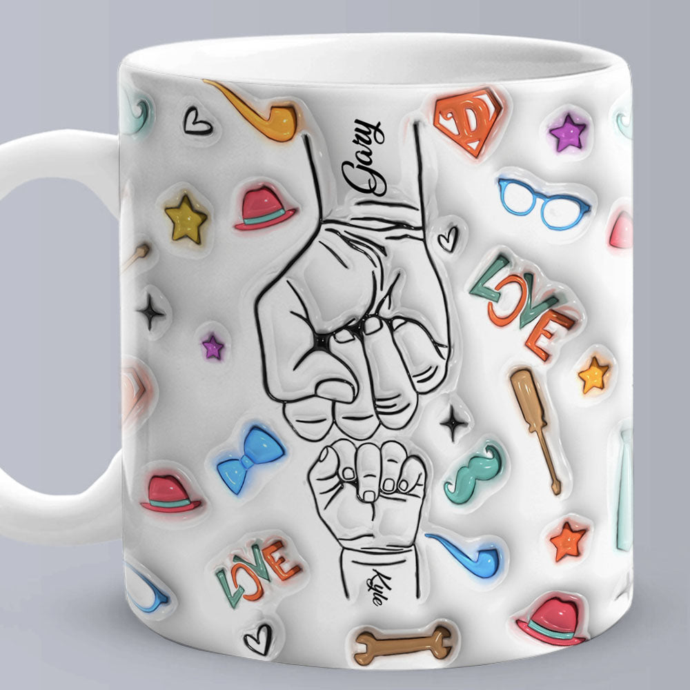 Gifts for Dad Custom 1-6 Kids Personalized Names 3D Inflated Effect Printed Mug Father's Day Gifts