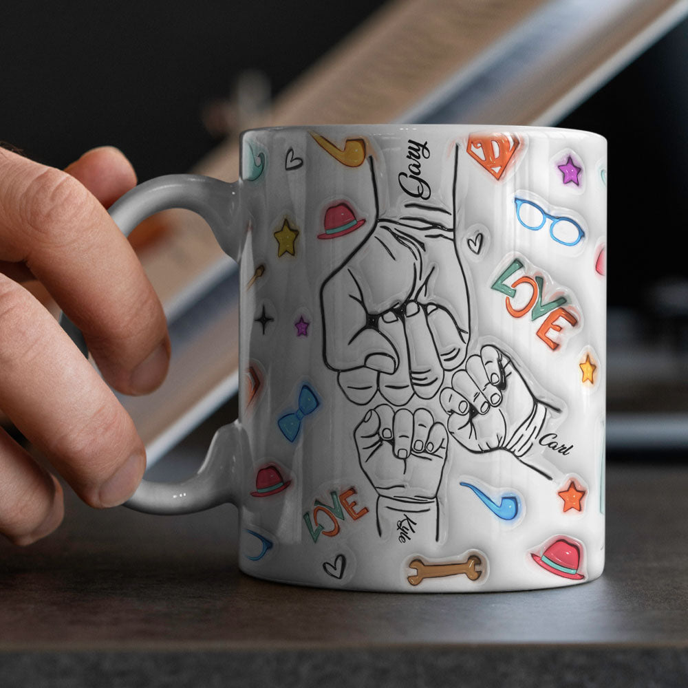 Gifts for Dad Custom 1-6 Kids Personalized Names 3D Inflated Effect Printed Mug Father's Day Gifts