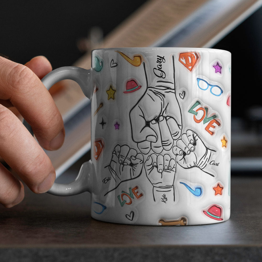 Gifts for Dad Custom 1-6 Kids Personalized Names 3D Inflated Effect Printed Mug Father's Day Gifts