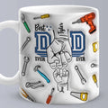 Father's Day Gifts Custom 1-6 Kids Personalized Names 3D Inflated Effect Printed Mug Best Dad Ever