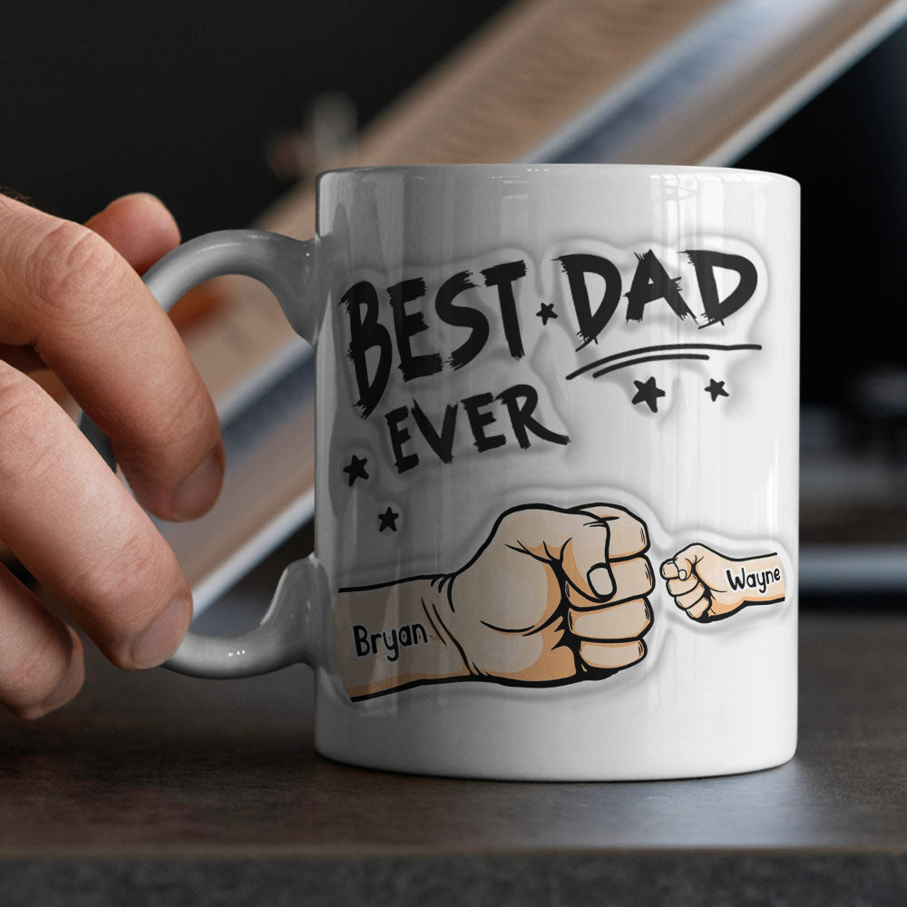 Father's Day Gifts Custom 1-6 Kids Personalized Names 3D Inflated Effect Printed Coffee Mug You are My Best Dad
