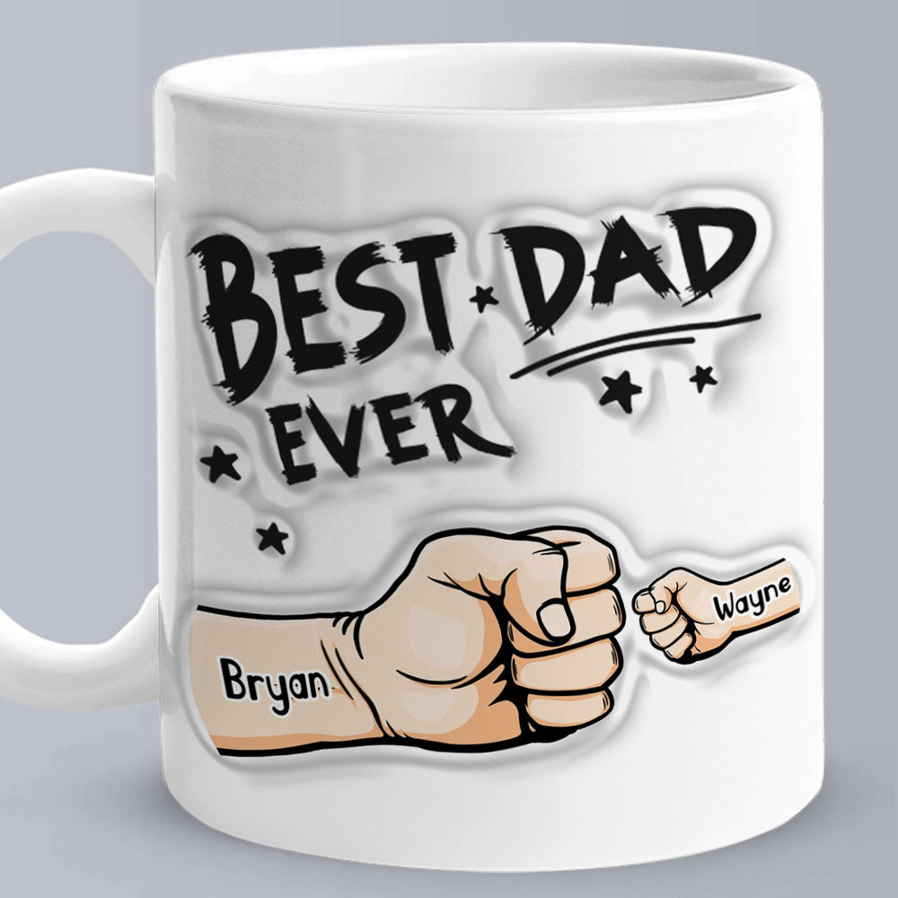 Father's Day Gifts Custom 1-6 Kids Personalized Names 3D Inflated Effect Printed Coffee Mug You are My Best Dad