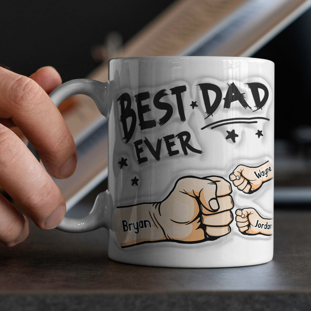 Father's Day Gifts Custom 1-6 Kids Personalized Names 3D Inflated Effect Printed Coffee Mug You are My Best Dad