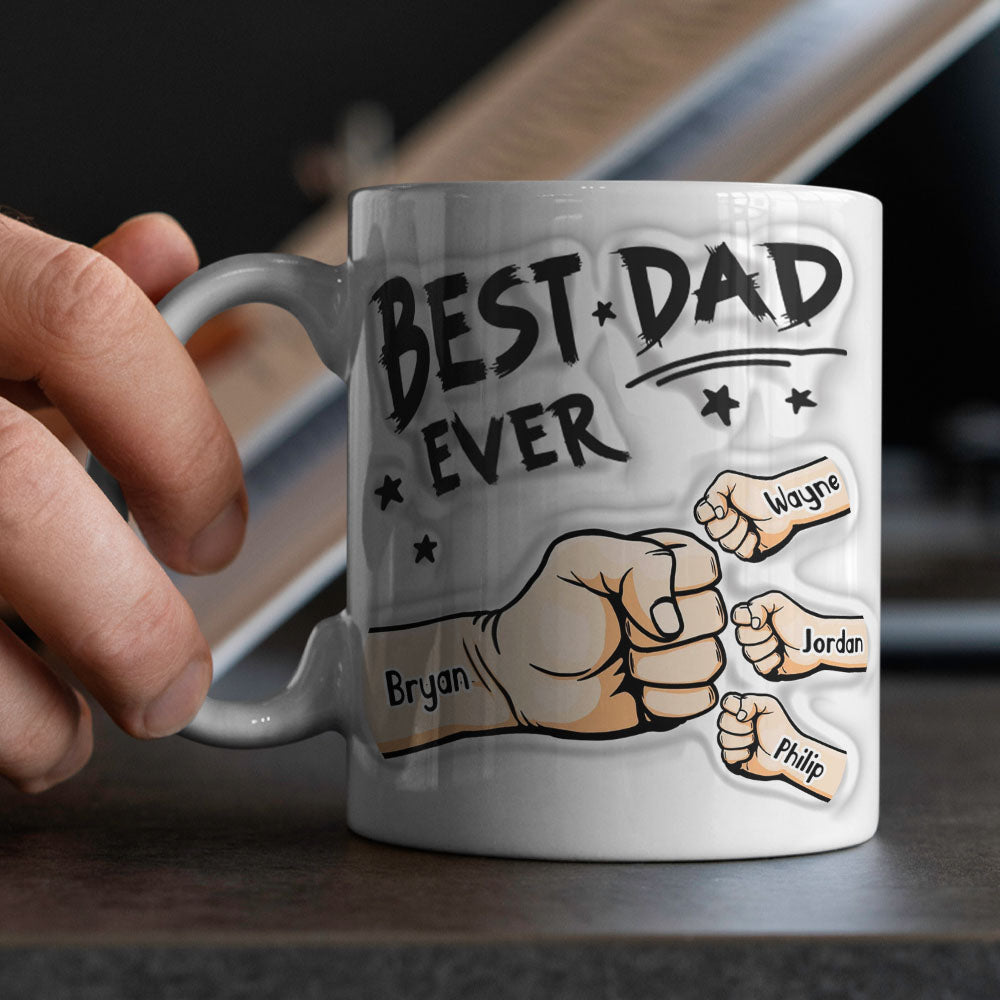 Father's Day Gifts Custom 1-6 Kids Personalized Names 3D Inflated Effect Printed Coffee Mug You are My Best Dad