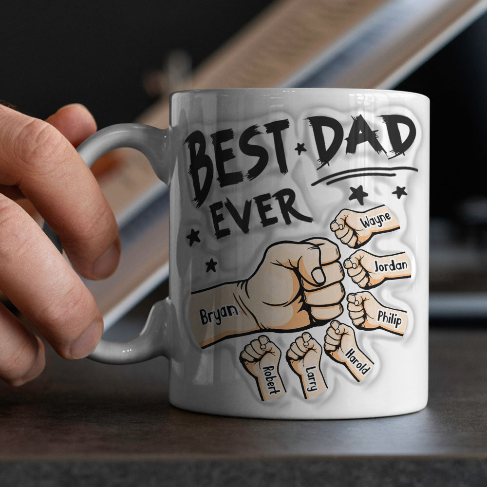 Father's Day Gifts Custom 1-6 Kids Personalized Names 3D Inflated Effect Printed Coffee Mug You are My Best Dad