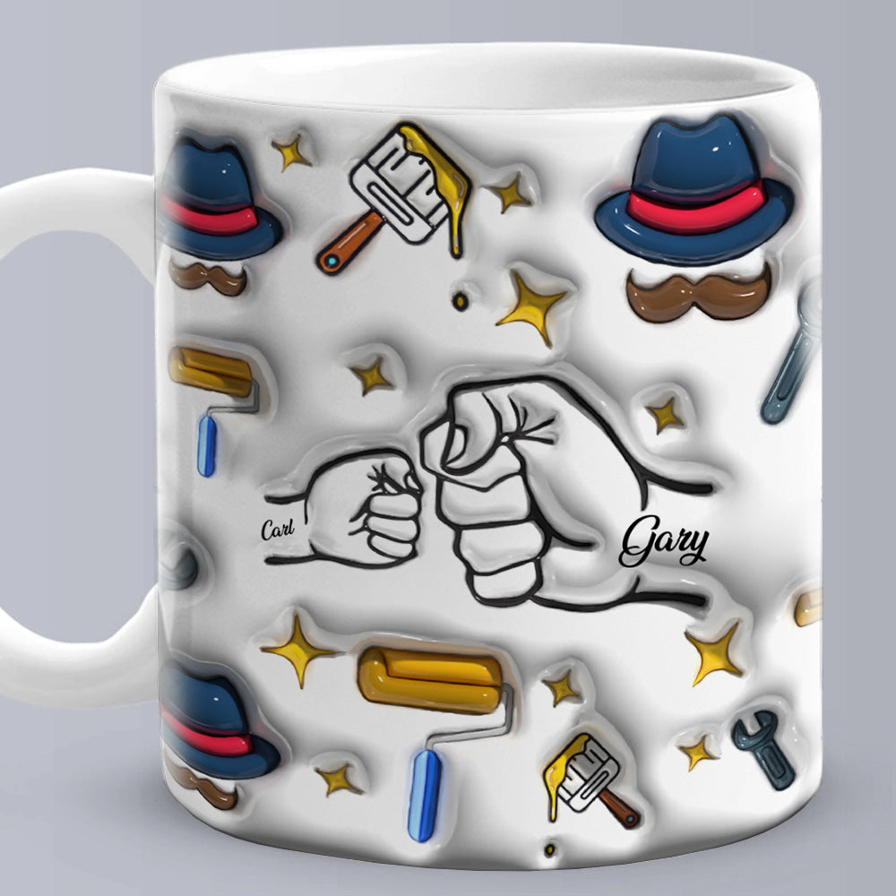 Father's Day Gifts Custom 1-6 Kids Personalized Names 3D Inflated Effect Printed Coffee Mug