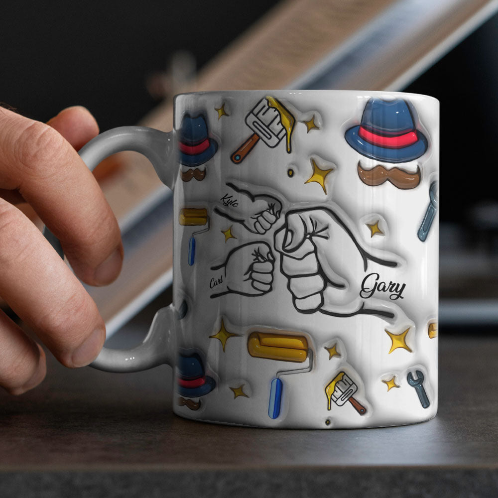 Father's Day Gifts Custom 1-6 Kids Personalized Names 3D Inflated Effect Printed Coffee Mug