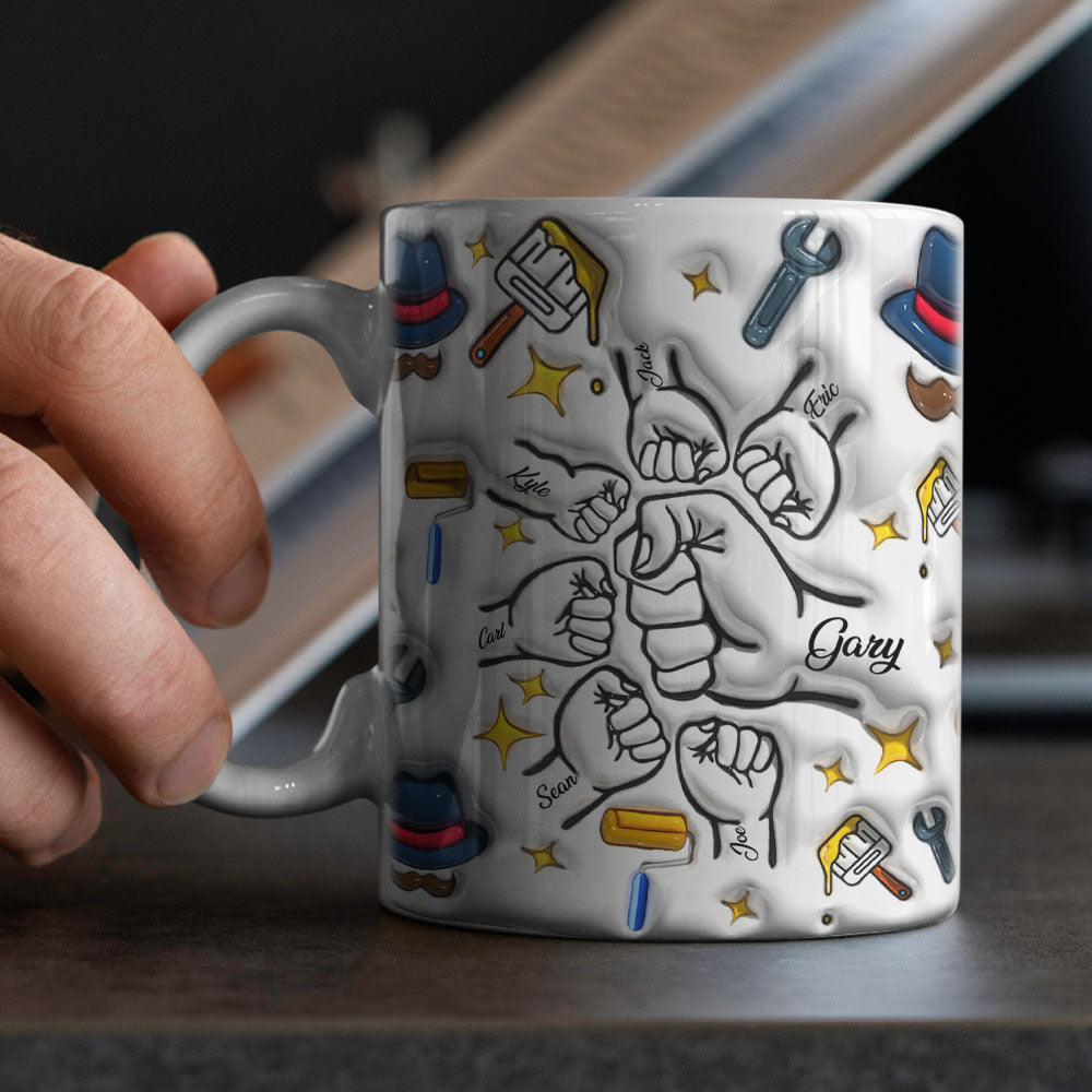 Father's Day Gifts Custom 1-6 Kids Personalized Names 3D Inflated Effect Printed Coffee Mug