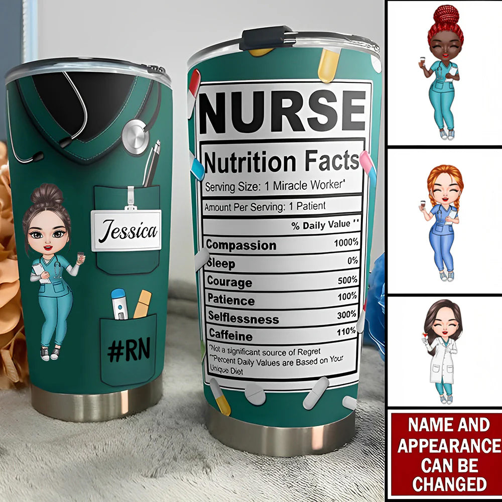 Custom Text and Accessories Tumbler Cup with Straw Medical Gift for Nurse