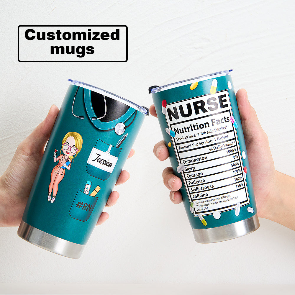 Custom Text and Accessories Tumbler Cup with Straw Medical Gift for Nurse