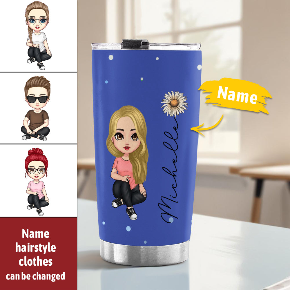 Personalized Cute Cartoon Birth Flower Water Cup Personalized Tumbler Cup Birthday Back to School Gift for Kids