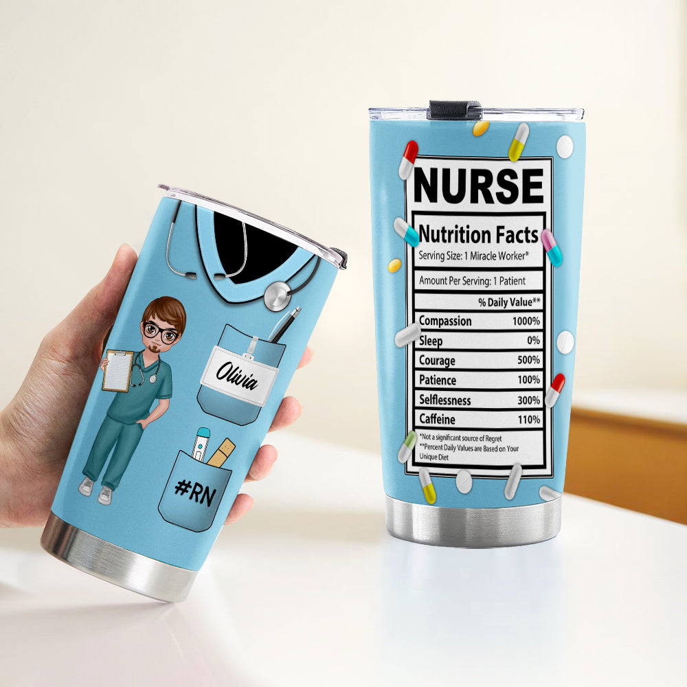 Male Nurse Custom Text and Accessories Tumbler Cup with Straw Medical Gift for Male Nurse