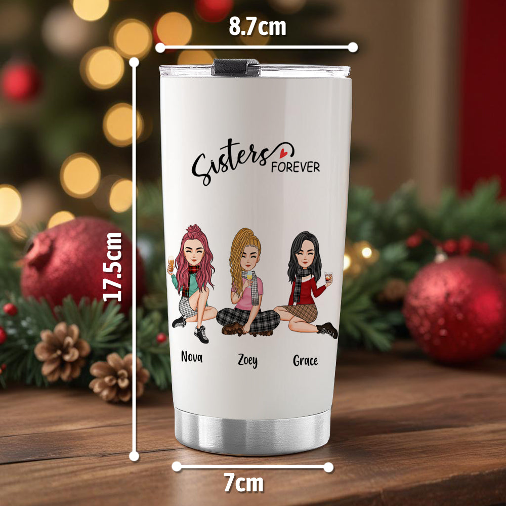 Custom Tumbler Cup with Straw Custom Text and Accessories Tumbler Besties Forever Christmas Gifts