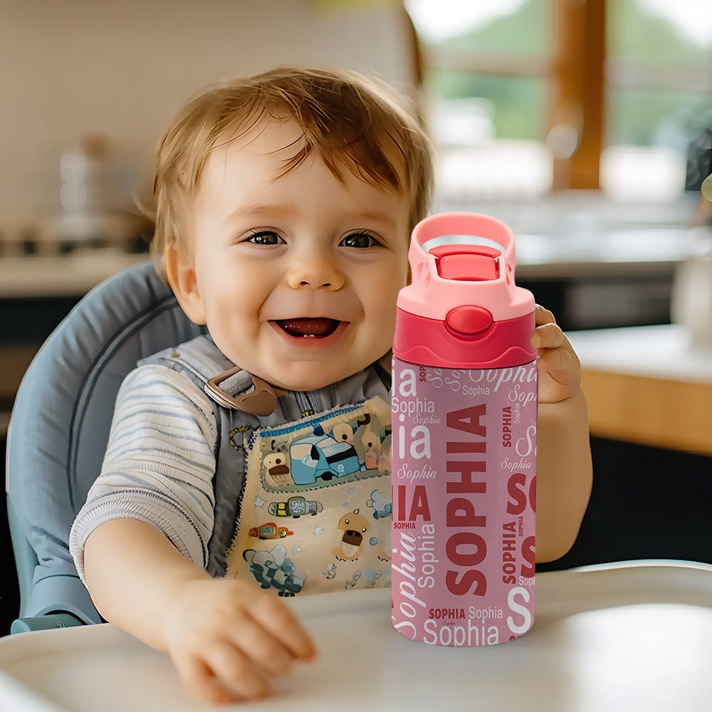 Custom Name Stainless Water Bottle Personalized Name Gift Multi Color Back to School Supplies for Kids