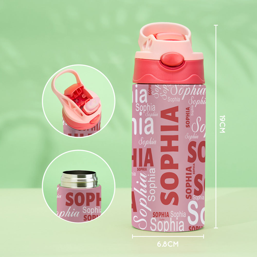 Custom Name Stainless Water Bottle Personalized Name Gift Multi Color Back to School Supplies for Kids