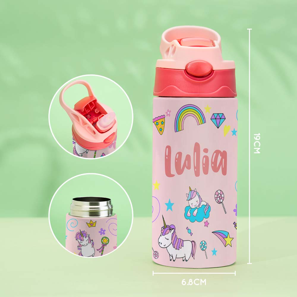 Custom Name Stainless Water Bottle Multi Color Back to School Gift for Kids