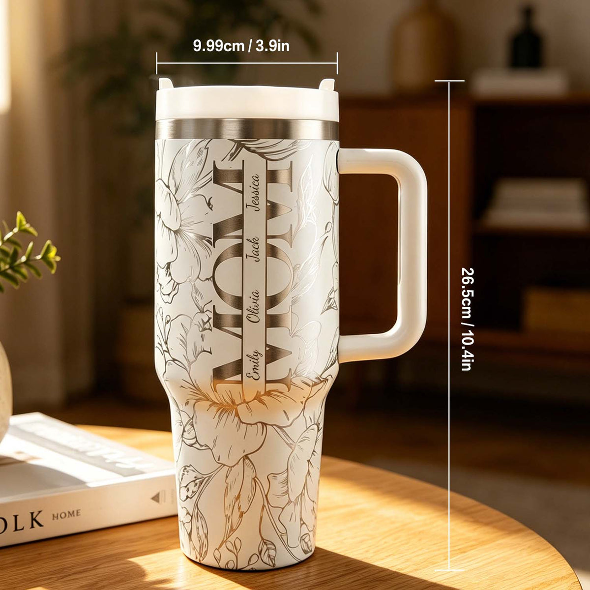Custom Kids' Names  Tumbler Floral Mom Mother's Day Gifts Personalized 40oz Tumbler