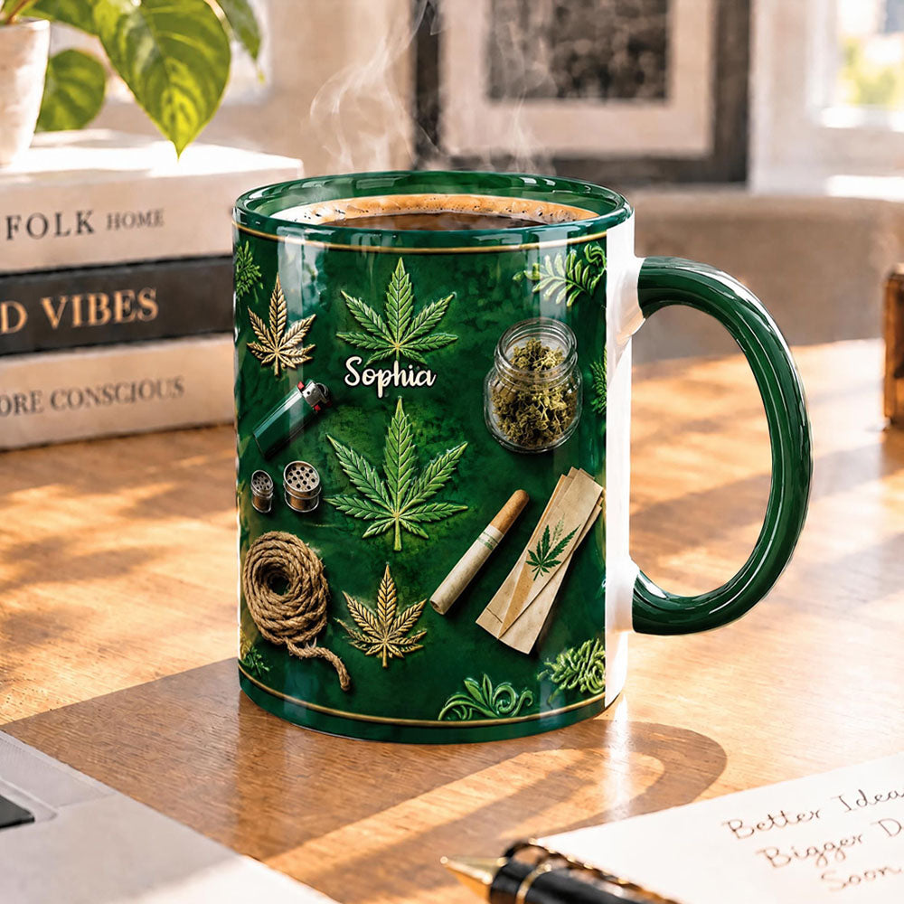Green Magic Leaf - Personalized Weed Accent Mug Green Magic Leaf - Weed Accent Mug Marijuana Custom Mugs Funny Cannabis Coffee Mugs Gifts for Weeds Smokers