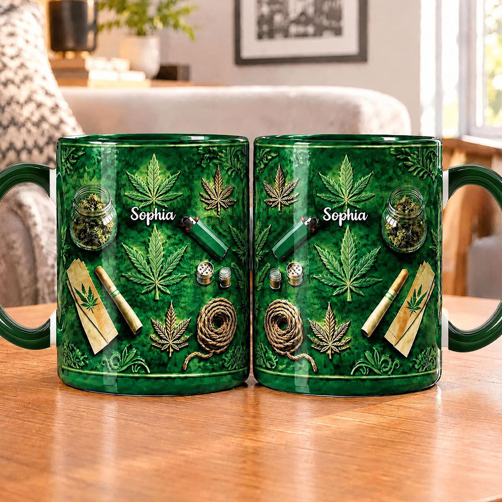 Green Magic Leaf - Personalized Weed Accent Mug Green Magic Leaf - Weed Accent Mug Marijuana Custom Mugs Funny Cannabis Coffee Mugs Gifts for Weeds Smokers