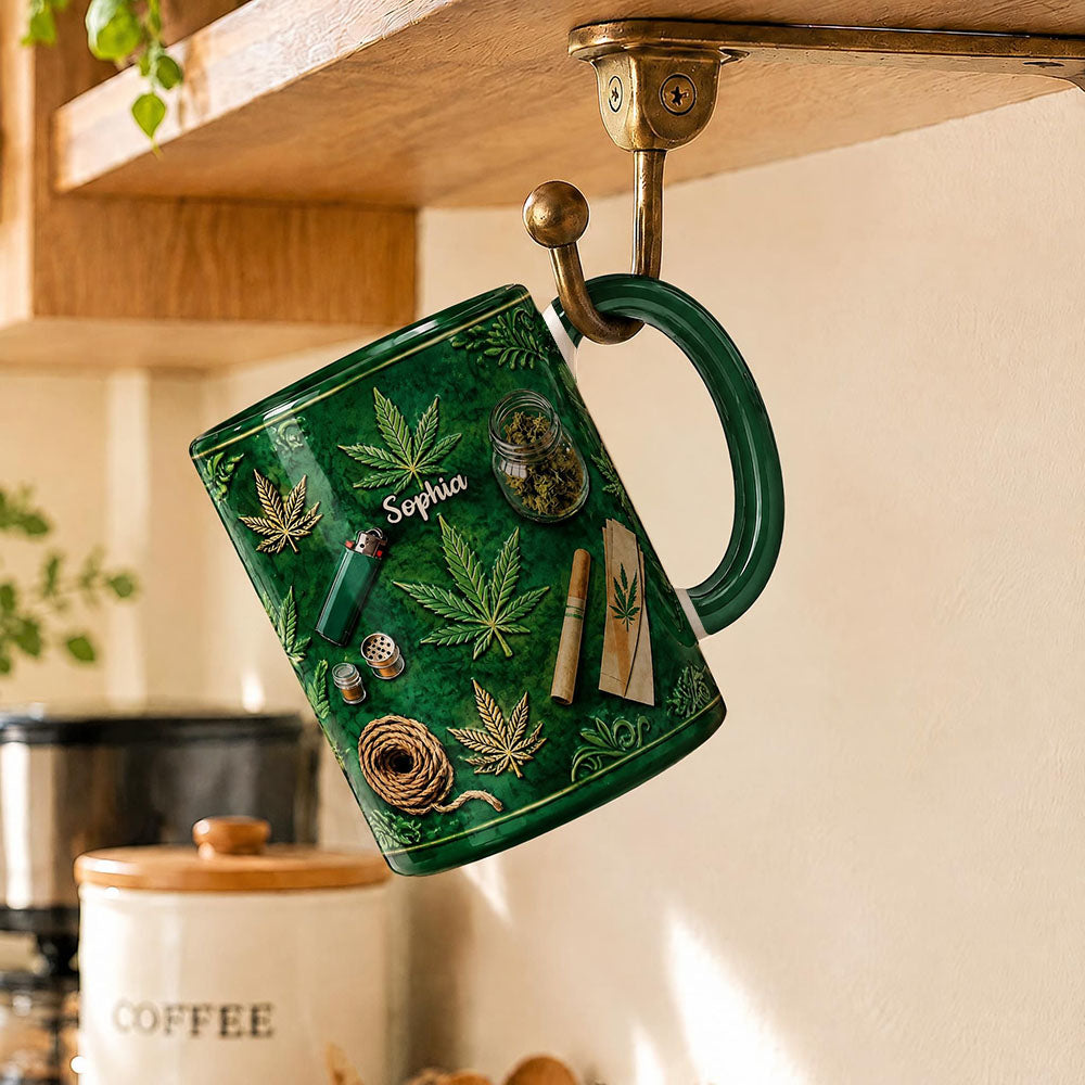 Green Magic Leaf - Personalized Weed Accent Mug Green Magic Leaf - Weed Accent Mug Marijuana Custom Mugs Funny Cannabis Coffee Mugs Gifts for Weeds Smokers