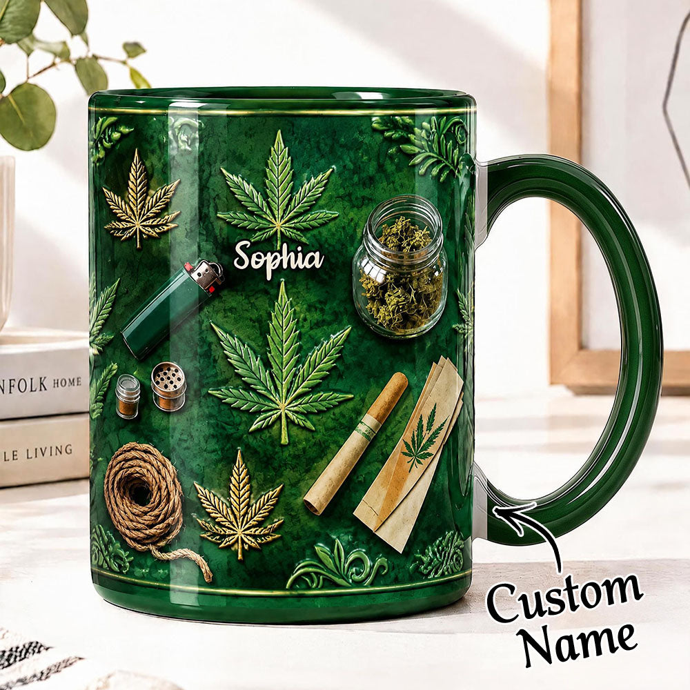 Green Magic Leaf - Personalized Weed Accent Mug Green Magic Leaf - Weed Accent Mug Marijuana Custom Mugs Funny Cannabis Coffee Mugs Gifts for Weeds Smokers