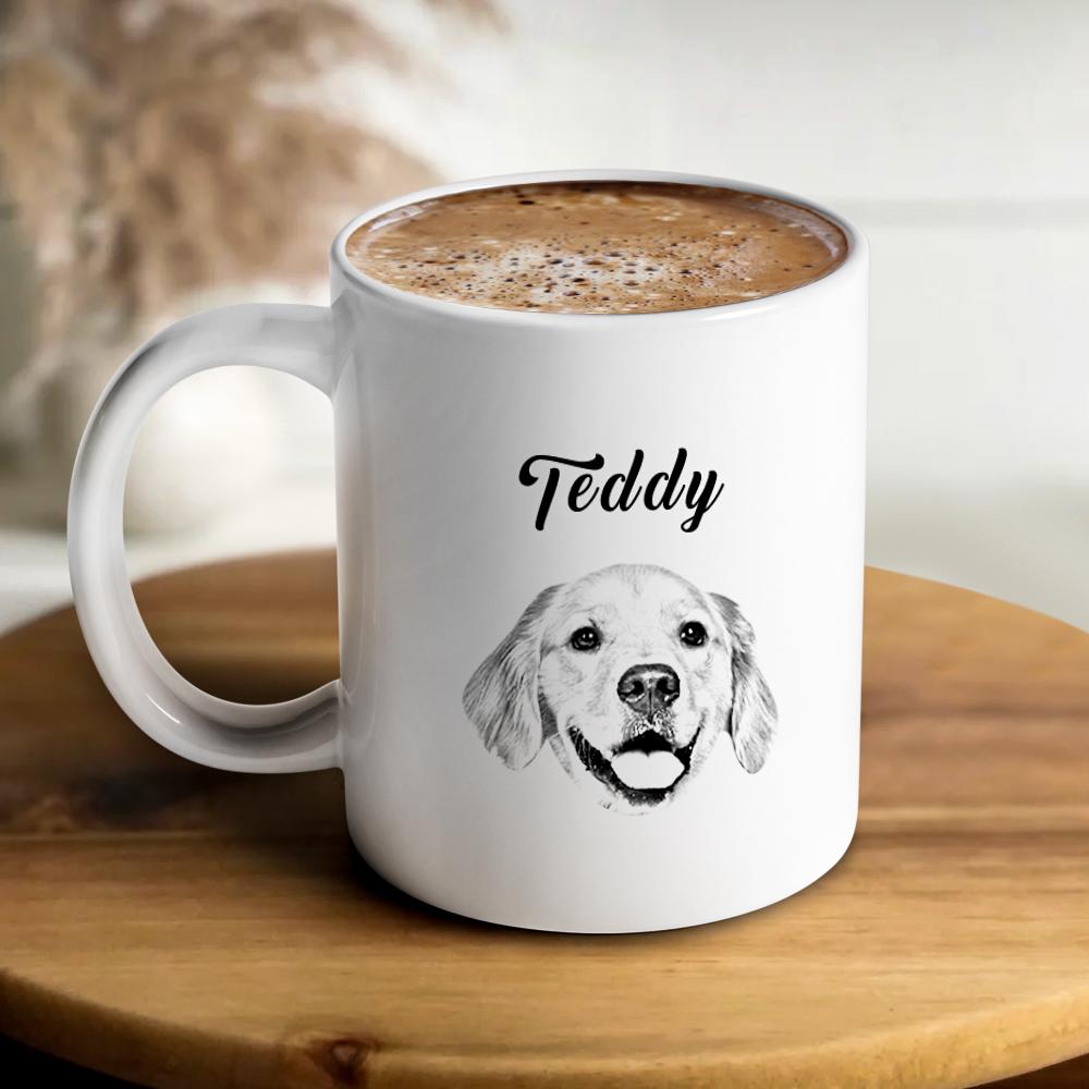 Personalized Dog Face Portrait Mugs Custom Pet Name Mug