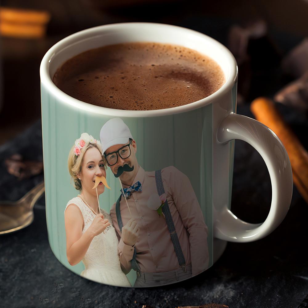 Custom Enchanting Romantic Wedding Day Photo Mug For Her