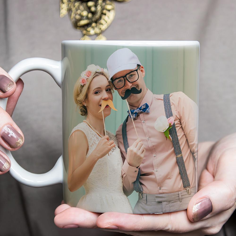 Custom Enchanting Romantic Wedding Day Photo Mug For Her