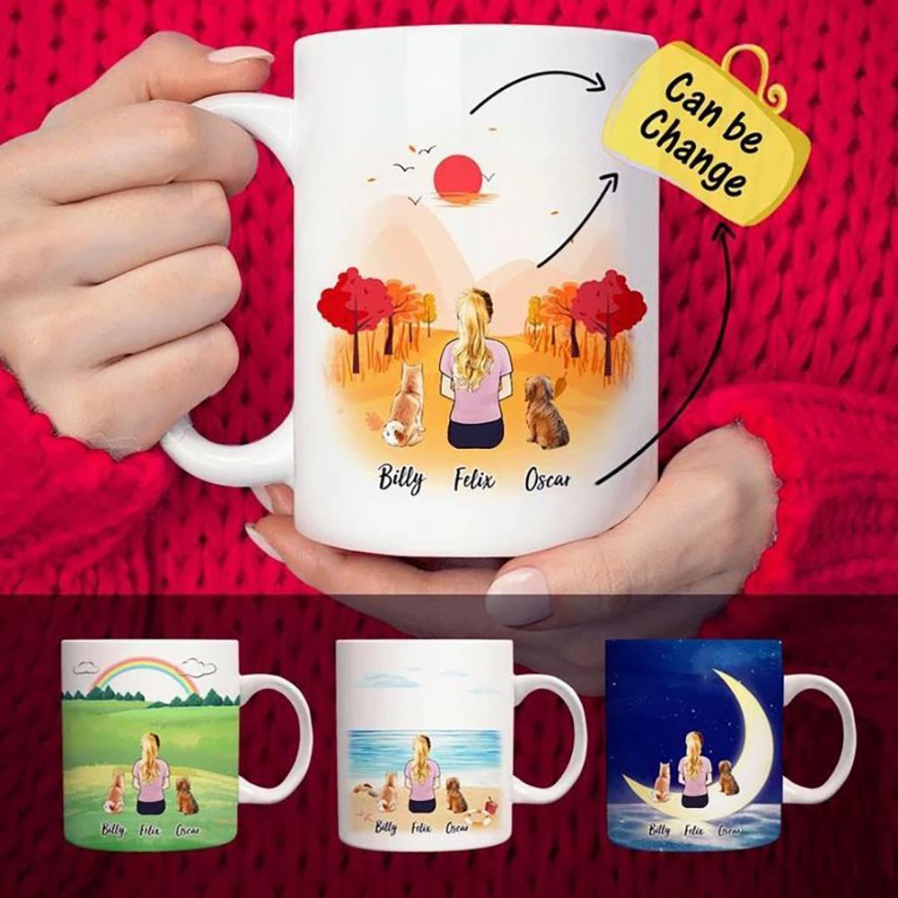 Personalised Dog And Dog Owner Coffee Mugs