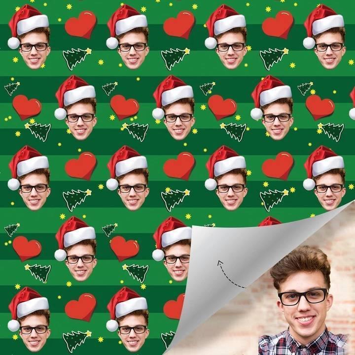 Custom Face Gift Wrap - Merry Christmas