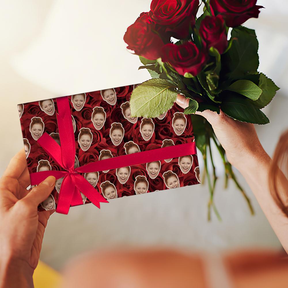Custom Photo Face Wrapping Paper Couple Gifts