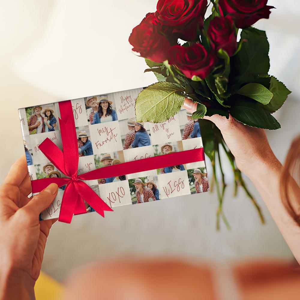 Custom Photo Funny Face Wrapping Paper Creative Couple Gifts