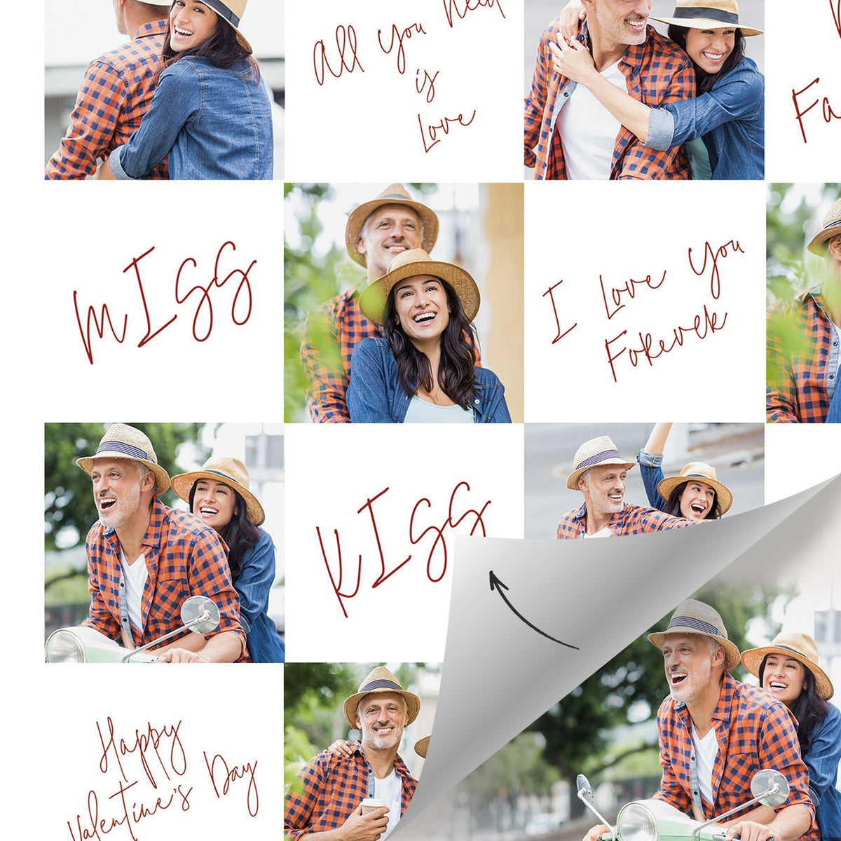 Custom Photo Funny Face Wrapping Paper Creative Couple Gifts