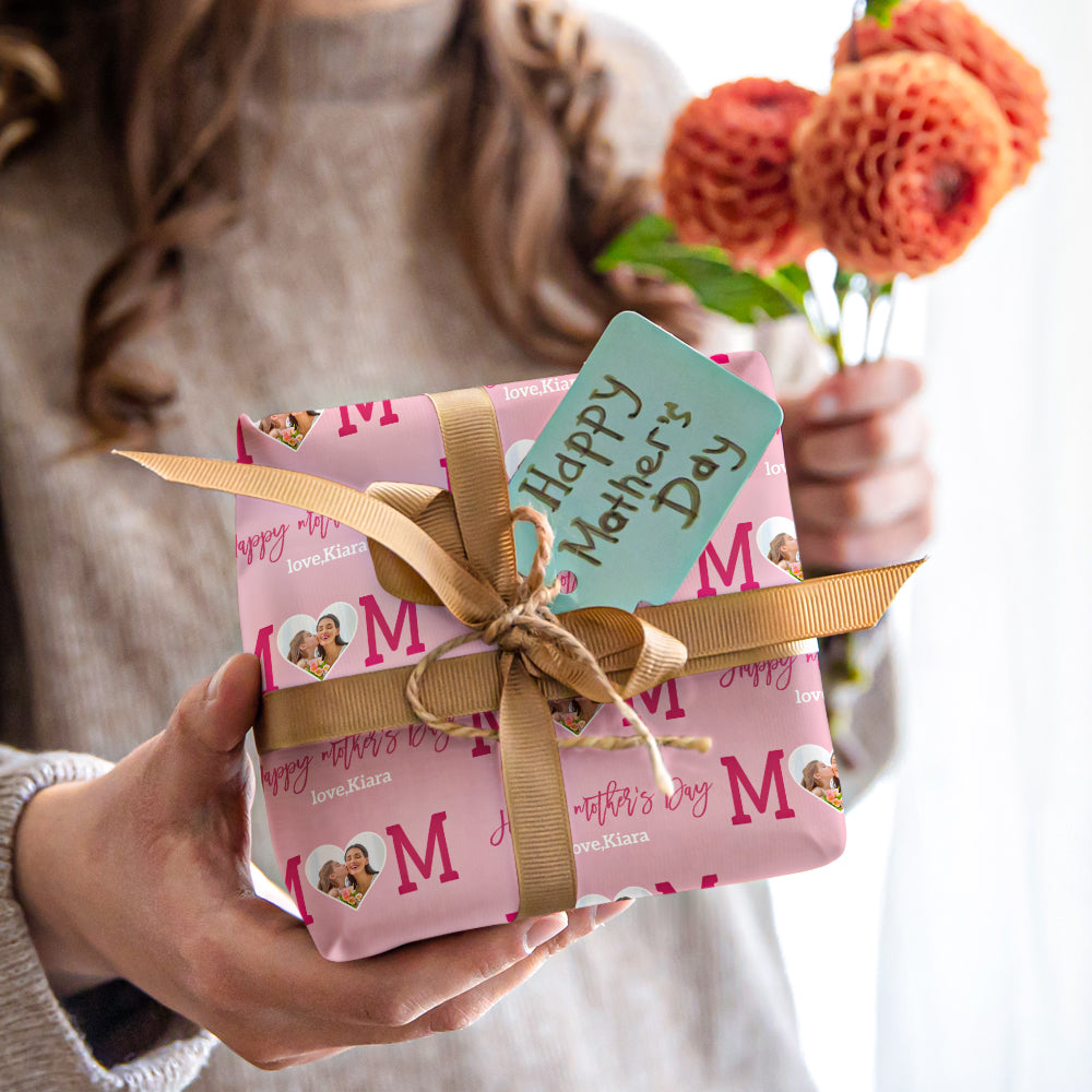 Custom Loving Mom Personalized Photo Wrapping Paper