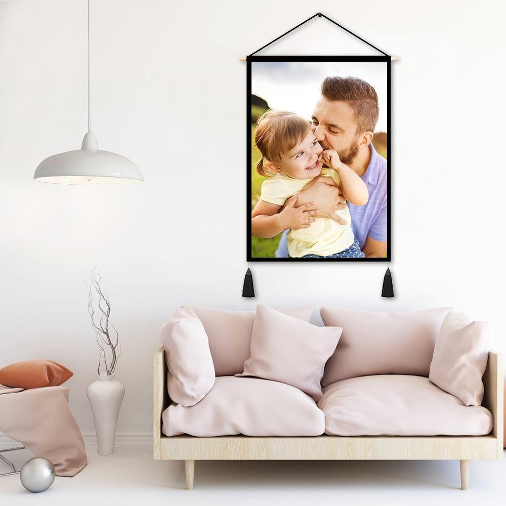 Custom Photo Tapestry Wall Decor Hanging Fabric Painting Hanger Poster 18"*26" (Tassels+Wooden Stick Set)