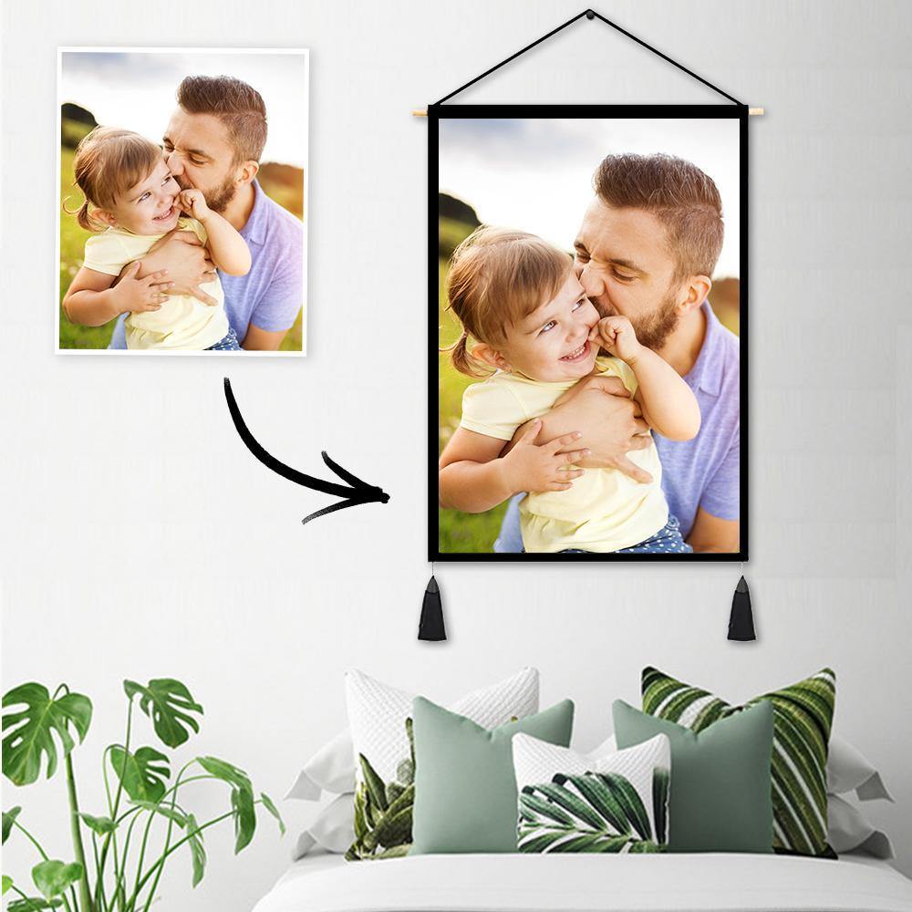 Custom Photo Tapestry Wall Decor Hanging Fabric Painting Hanger Poster 18"*26" (Tassels+Wooden Stick Set)