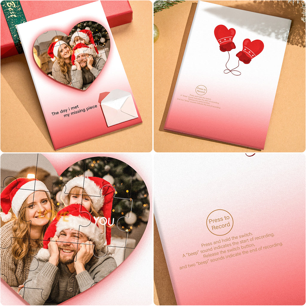 Custom Photo Puzzle Recording Greeting Card Personalized Christmas Recording Greeting Card Christmas Gift