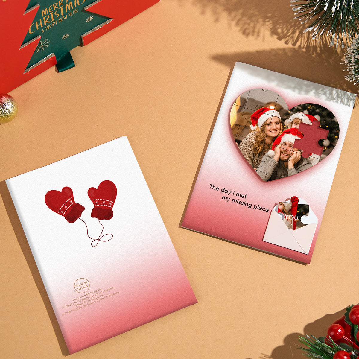 Custom Photo Puzzle Recording Greeting Card Personalized Christmas Recording Greeting Card Christmas Gift