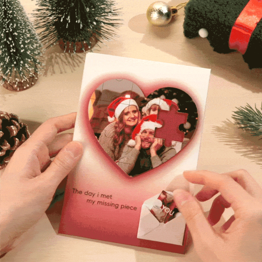 Custom Photo Puzzle Recording Greeting Card Personalized Christmas Recording Greeting Card Christmas Gift
