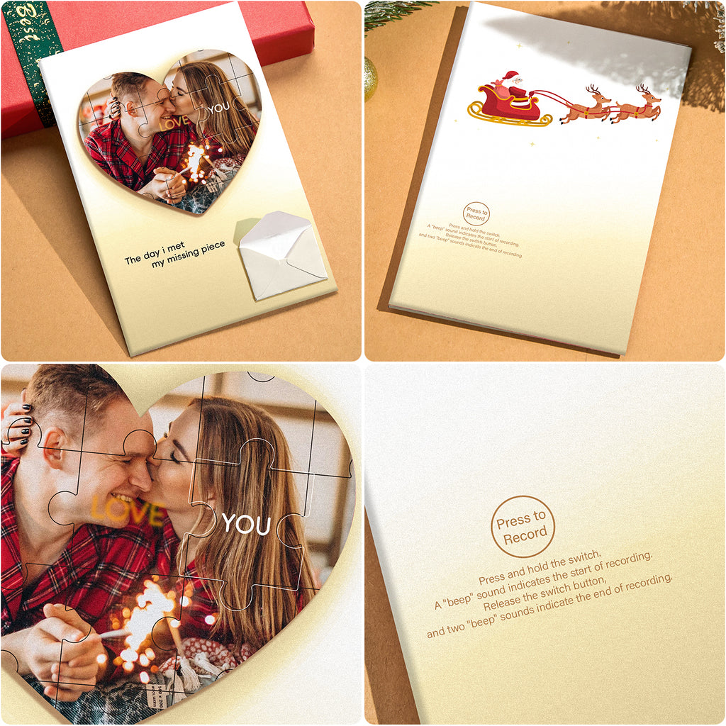 Custom Photo Puzzle Recording Greeting Card Personalized Christmas Recording Greeting Card Christmas Gift