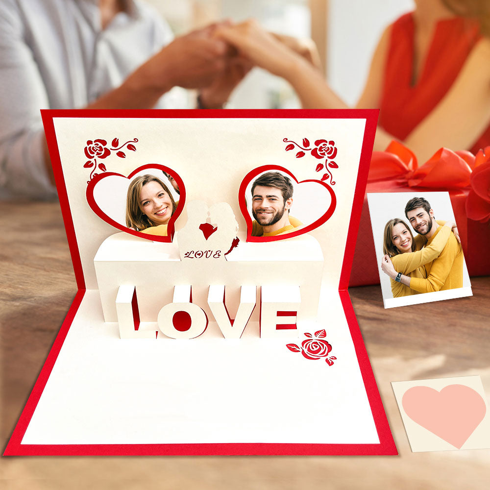 Custom Photo 3D Pop-Up Card Personalized Heart Pop Up Greeting Card