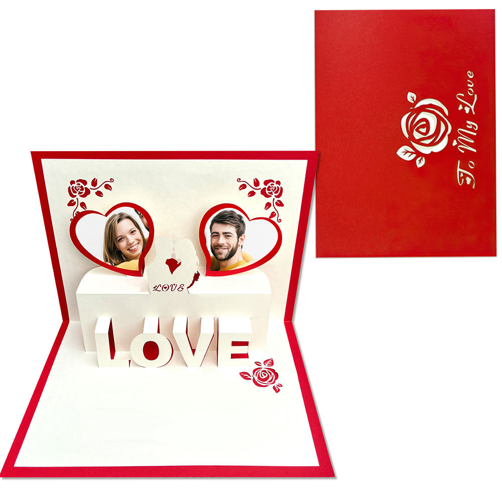 Custom Photo 3D Pop-Up Card Personalized Heart Pop Up Greeting Card