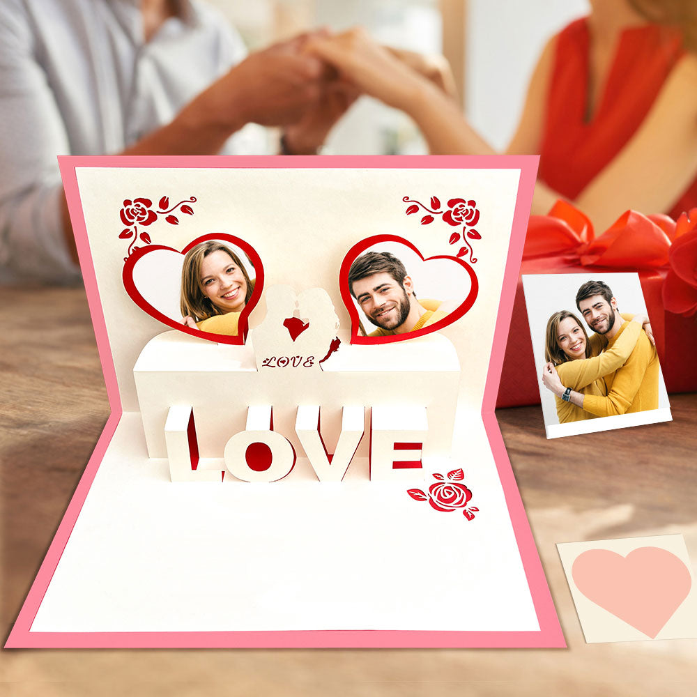 Custom Photo 3D Pop-Up Card Personalized Heart Pop Up Greeting Card