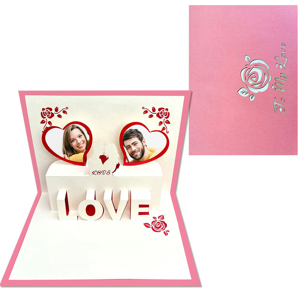 Custom Photo 3D Pop-Up Card Personalized Heart Pop Up Greeting Card