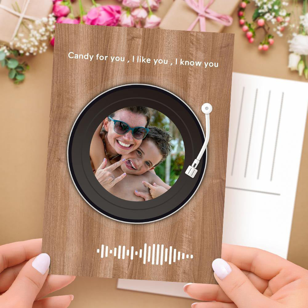 Scannable Music Code Music Cards Vinyl Record Style with Your Love Song for Couple