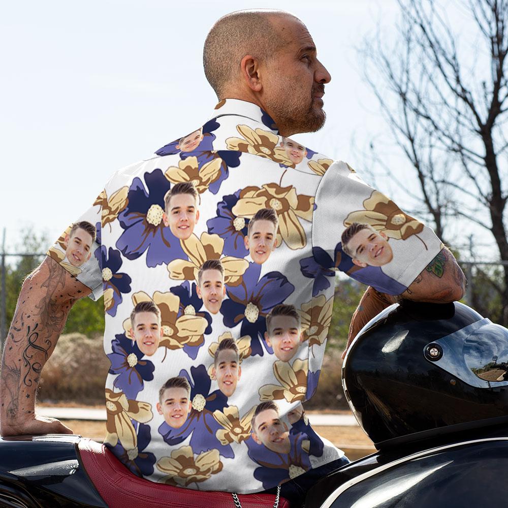 Custom Hawaiian Shirts Purple Flowers Design Aloha Beach Shirt For Men