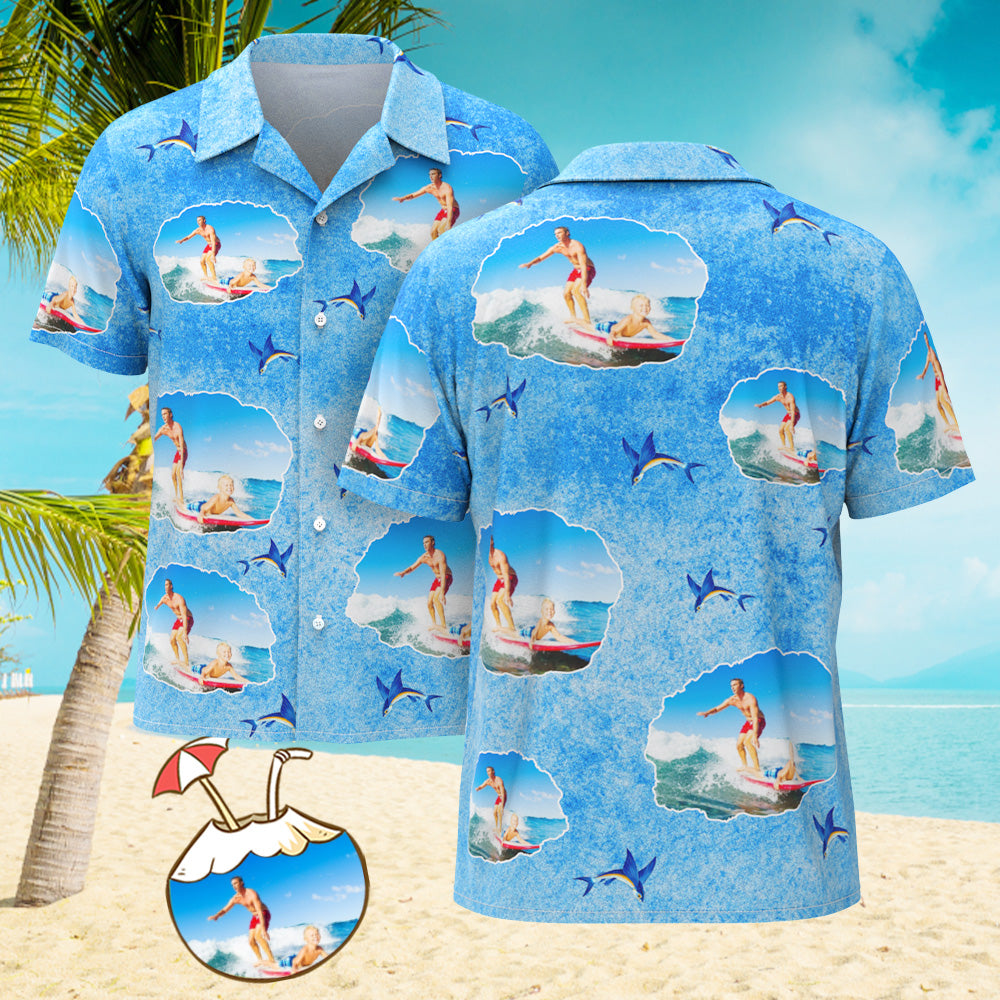 Custom Men's Shirt Face All Over Print Hawaiian Shirt Upload Your Photo