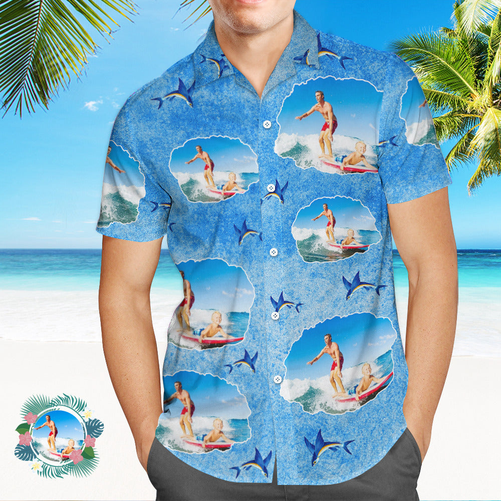 Custom Men's Shirt Face All Over Print Hawaiian Shirt Upload Your Photo