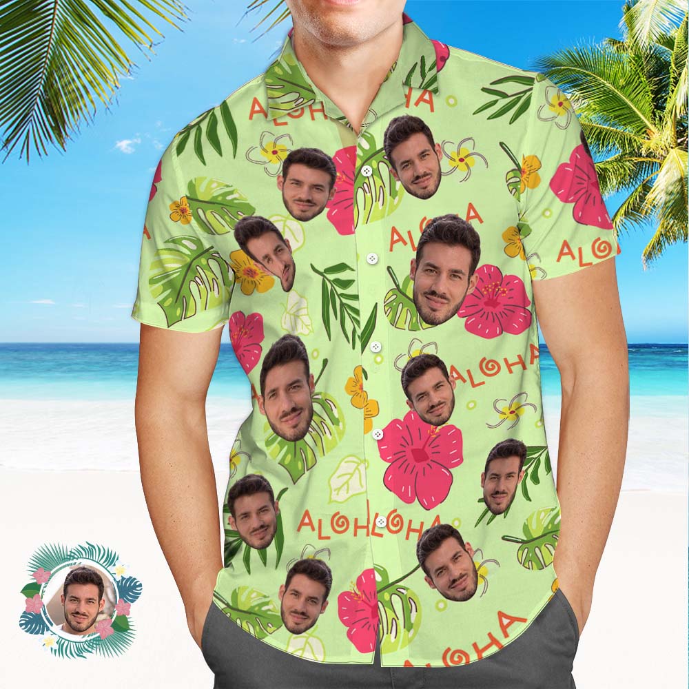 Custom Face All Over Print Hawaiian Shirt ALOHA Flower Hawaii Shirt