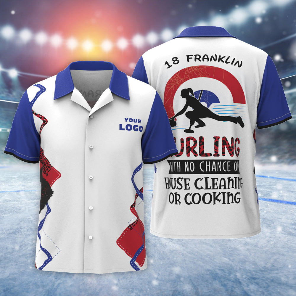 Custom Logo And Text Hawaiian Shirt Men's All Over Print Aloha Shirt Team Shirt - Curling Game   Surfing Hawaiian Style Surfing Hawaiian Style